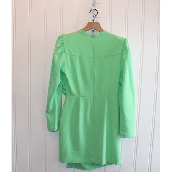 A.L.C. Jane Mini Dress Size 8 Green Ruched Long Sleeve Cocktail Party - Picture 11 of 13